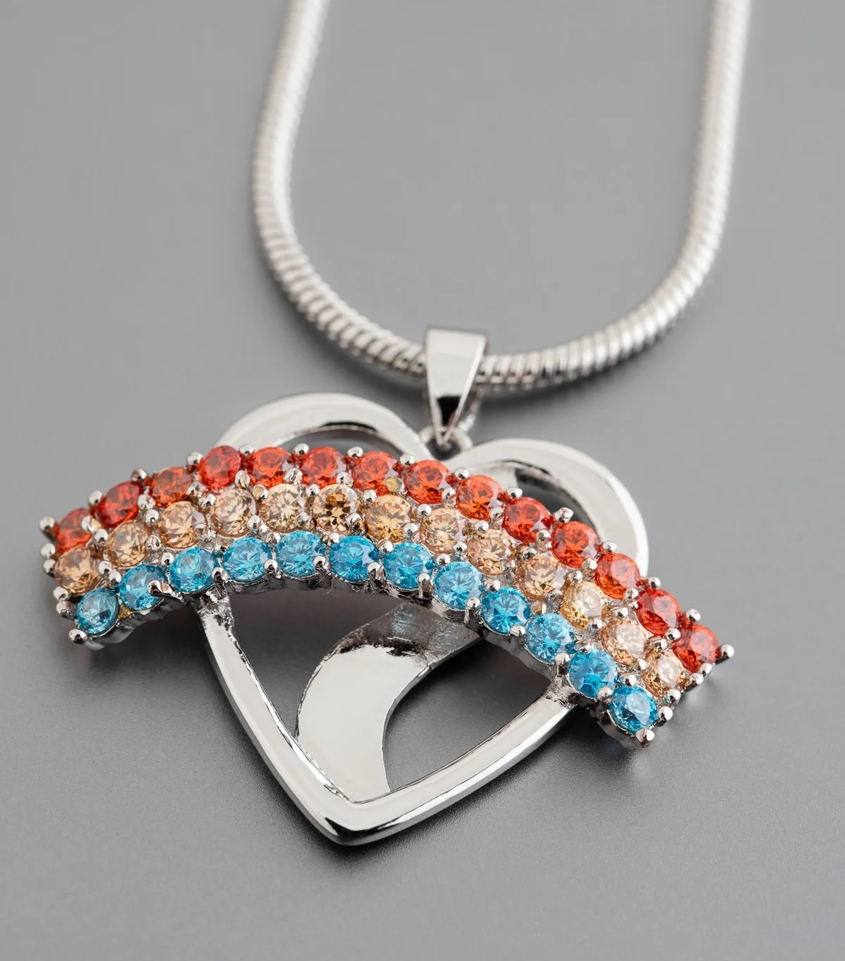 Rainbow Bridge heart pendant necklace